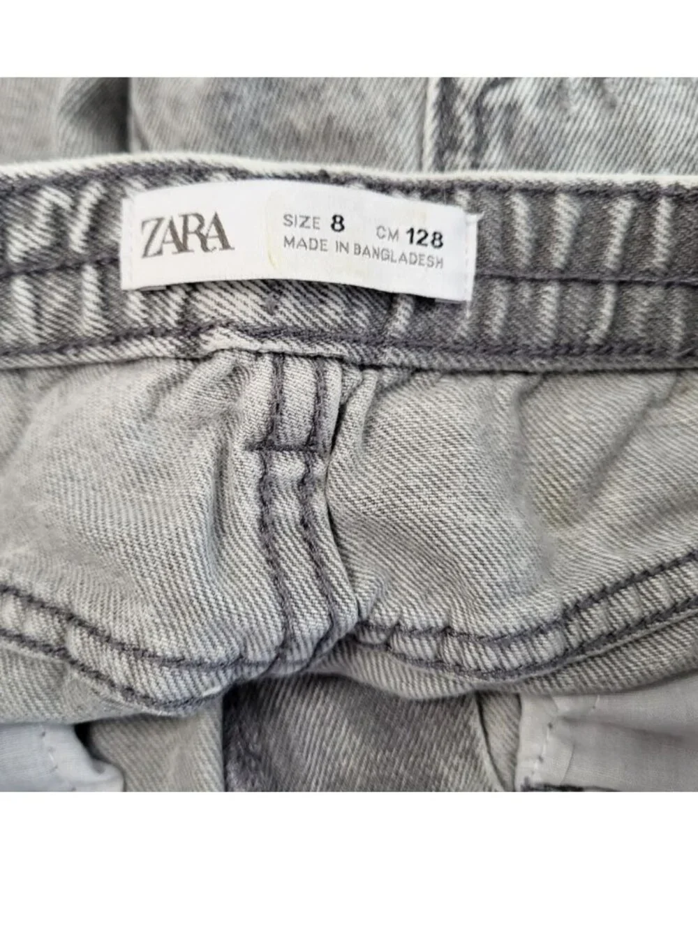 ZARA Gray Adjustable Waist Distressed Denim Jeans - Boy's 8